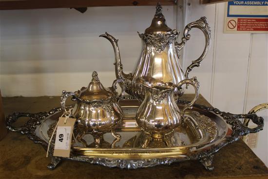 Oval plated tray & set